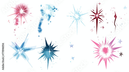 Shiny sparks silhouettes isolated on white background