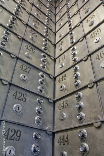Steel safe boxes in the bank