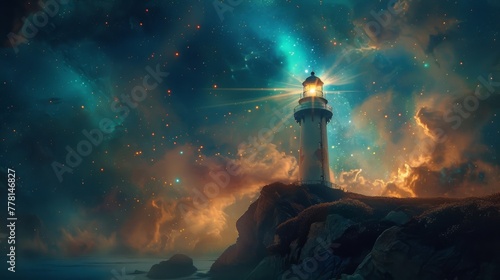 A lighthouse stands as a be...