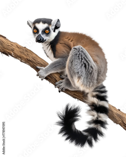 Ring-tailed lemur sitting on a tree branch