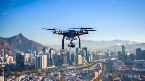 drone camera in the city