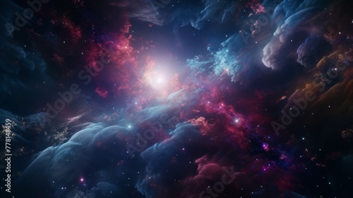 Cosmic hyper space with vibrant celestial objects photo