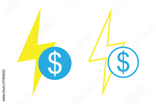 electricity cost icon. price or tariff electric energy, vector symbol on transparent background