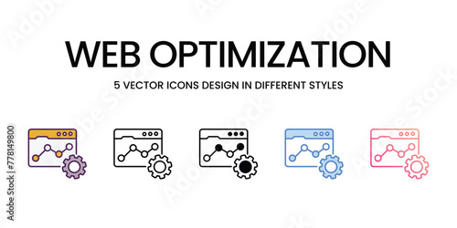 Web Optimization Icons different style vector stock illustration