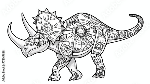 Triceratops. A series of prehistoric dinosaurs. Fossi