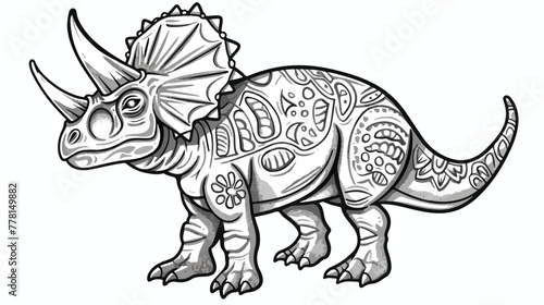 Triceratops. A series of prehistoric dinosaurs. Fossi