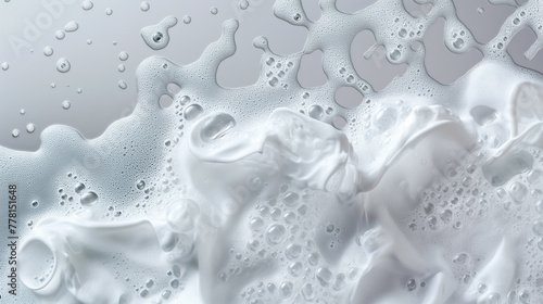spot of thick shampoo foam on a white background