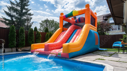 inflatable slide bounce or water sliders at water park