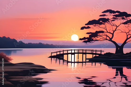 sunset over the lake
