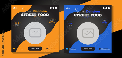 Food social media post design promotion and banner post design template for Restaurant.	
