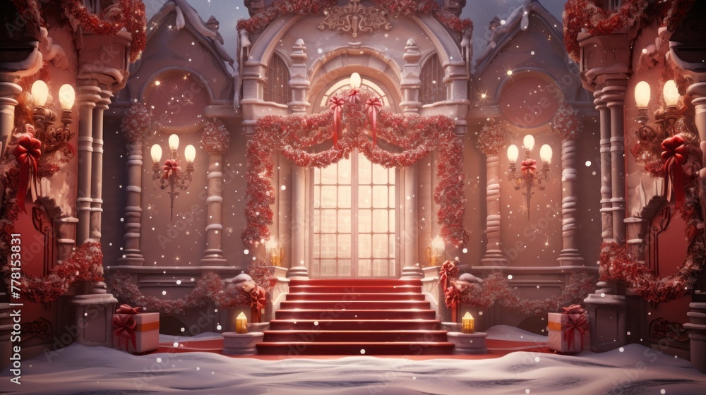 Obraz premium Whimsical holiday backdrop, inviting viewers into a world of christmas magic
