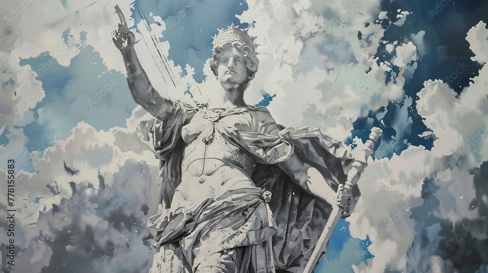 Statue of the goddess of justice on a cloudy sky background Statue of the goddess of justice on a cloudy sky background
