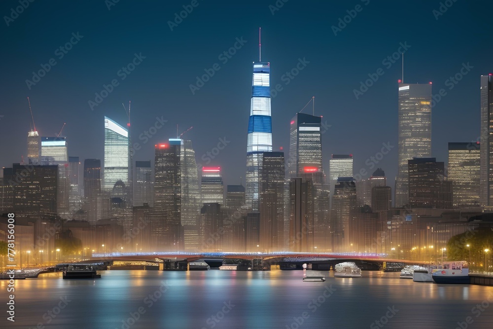 Fototapeta premium city at night | view of the city | country at night | city skyline at night
