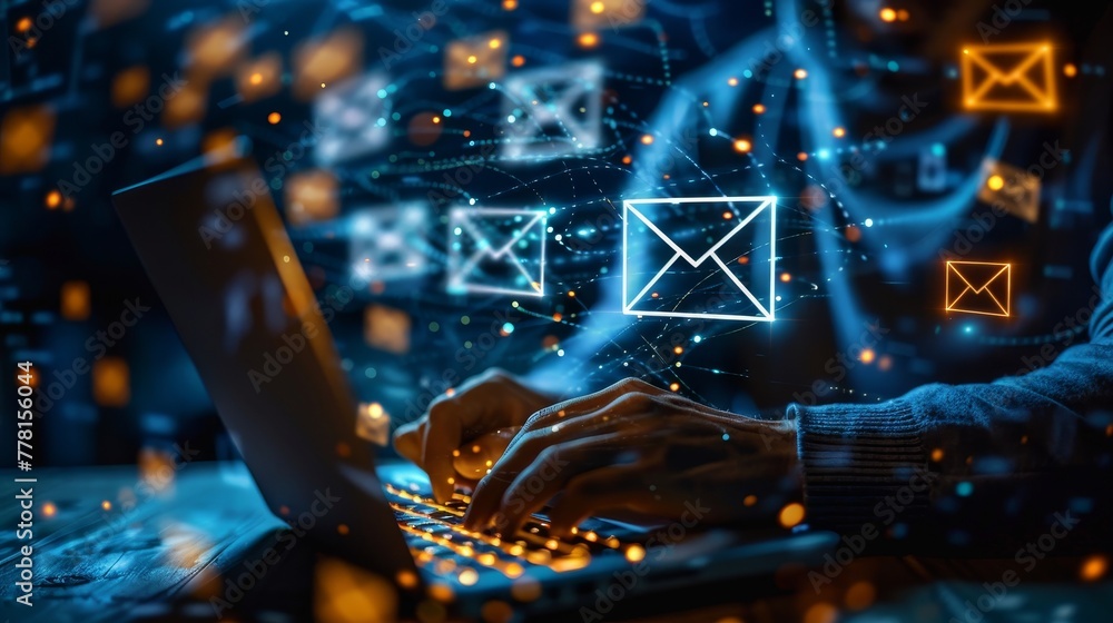 Fototapeta premium Email marketing campaign utilizes curated content for customer engagement