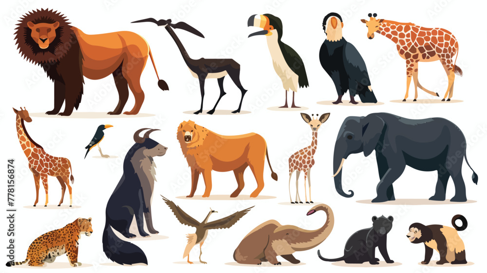 Very nice flat vector illustration of animals. Flat vector