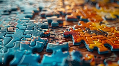 Jigsaw: A close-up of a jigsaw puzzle being assembled