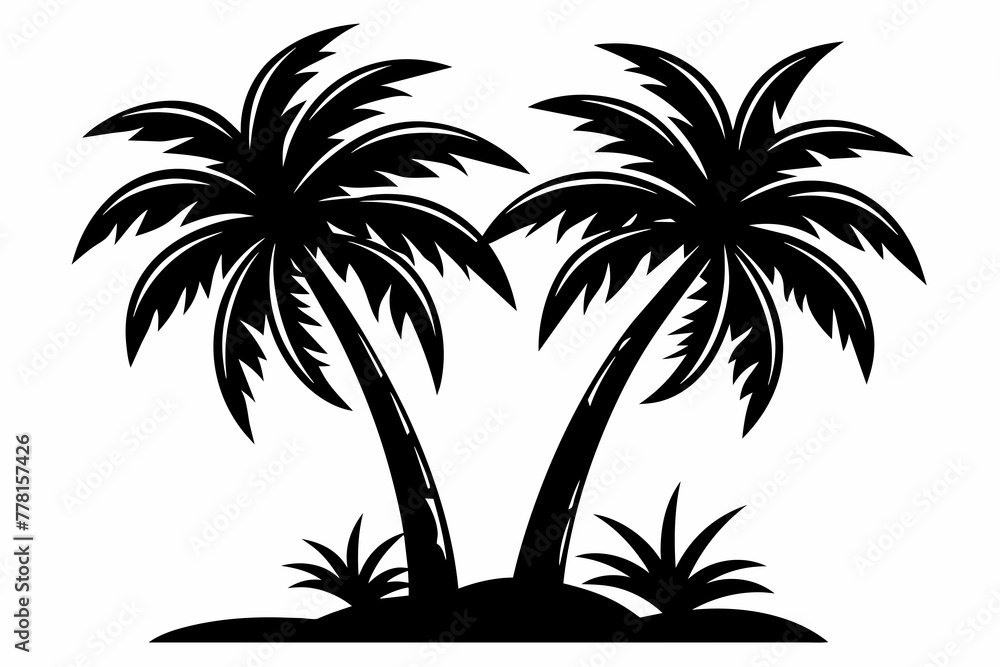 2-palm-trees-icon--black-and-white vector 