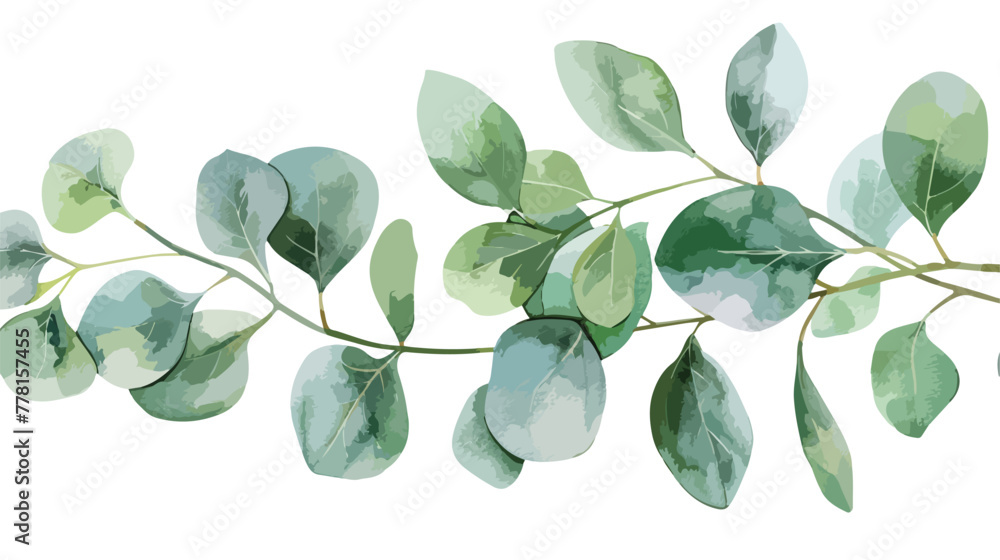 Watercolor hand painted light green eucalyptus branch - obrazy, fototapety, plakaty 