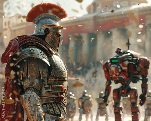 The clash between Roman warriors and robotic invaders is captured with stunning realism, bringing to life a conflict of epic proportions, professional color grading