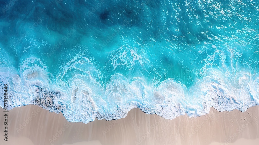 Aerial photo of summer beach and blue ocean with sky Aerial photo of summer beach and blue ocean with sky