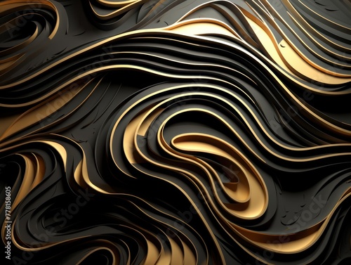 Gold abstract dark design majestic beautiful paper texture background 3d art