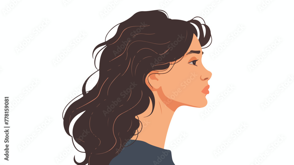 Woman profile cartoon Flat vector isolated on white background