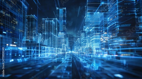 Technology  A virtual reality simulation of a futuristic city