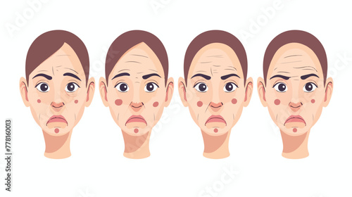 Wrinkled and Spotted Skin care Trouble Flat vector