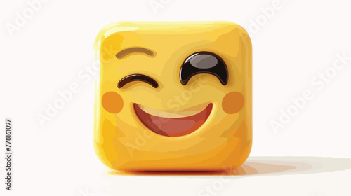 A winking eye emoji or emoticon square face 3d icon cartoon