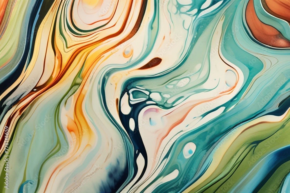 Closeup of abstract watercolor paint background texture with liquid fluid marbled paper texture banner texture. Generative AI (생성형 AI) Closeup of abstract watercolor paint background texture with liquid fluid marbled paper texture banner texture. Generative AI (생성형 AI)