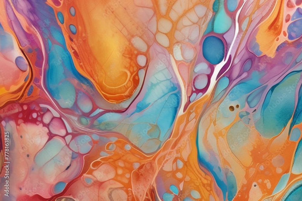 Fototapeta premium Closeup of abstract watercolor paint background texture with liquid fluid marbled paper texture banner texture. Generative AI (생성형 AI)