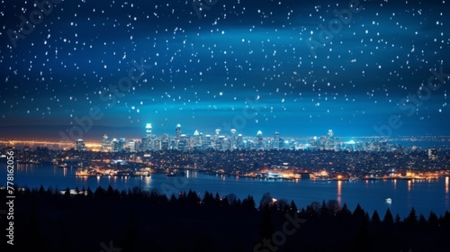 Sparkling city lights at twilight