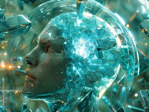 In the vibrant world of future brain security, our minds are encased in a shimmering, iridescent shield, impervious to even the most sophisticated cyber attacks, cinematic