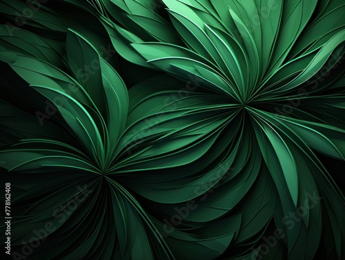 Green abstract dark design majestic beautiful paper texture background 3d art