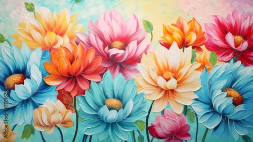 Vibrant colors in a creative acrylic painting