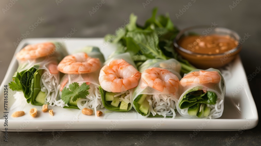 Fresh spring rolls with peanut sauce Fresh spring rolls with peanut sauce