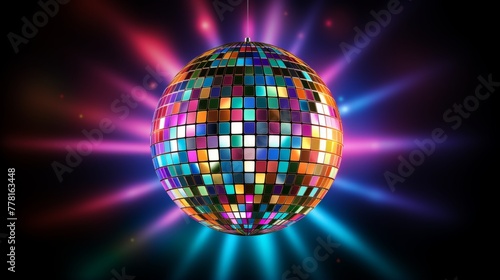 Disco ball reflecting colorful lights