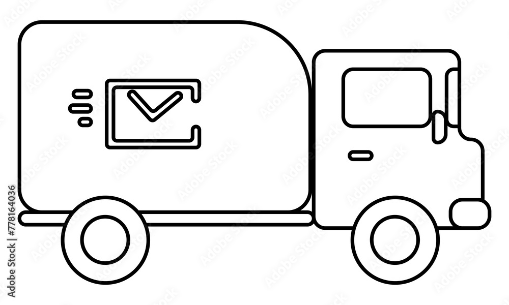 Postal van an outline machine for children's creativity and activity, Doodle coloring page with vehicle Postal van an outline machine for children's creativity and activity, Doodle coloring page with vehicle