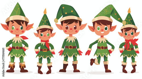 Cartoon cute christmas elf for print design. Vector illustration