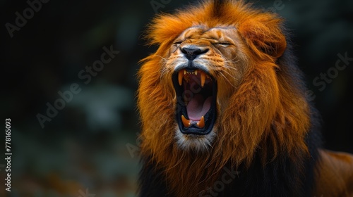 a close up of a lion s mouth with it s mouth open and it s mouth wide open.