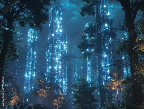 Edge computing towers in a cyber-secured enchanted forest