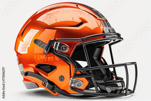 Citrus Crush: Vibrant Orange Football Helmet Against Clean White Background. White or PNG Transparent Background..