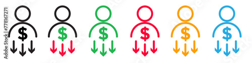 Icon Indicating a Reduction in Workforce Earnings and Salaries