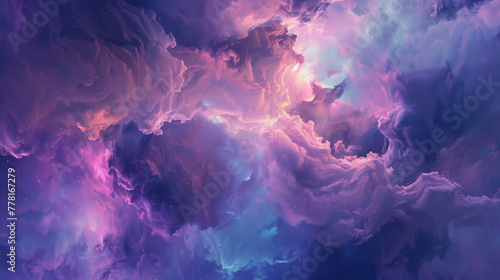 Vibrant abstract illustration of a colorful nebula with dreamy clouds