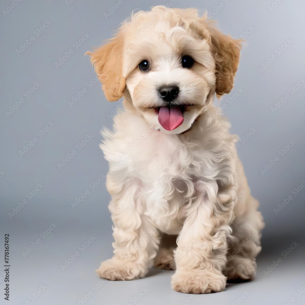 cute puppy on a plain background, sweet, studio, pedigree, expression, alone, contact, cutout, detailed, friendly