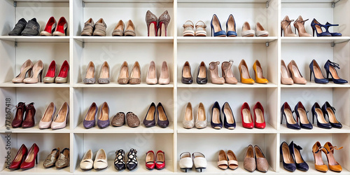 shoes on the closet shelves