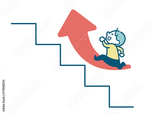 階段を登る男の子のイラスト