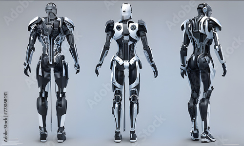 3d render of a group of people, Robot, Body Robot, Smart handsome robot 