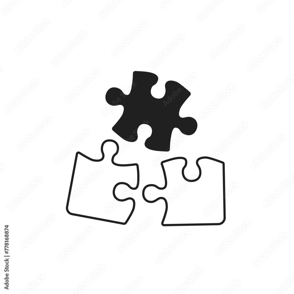 puzzle pieces vector icon on white