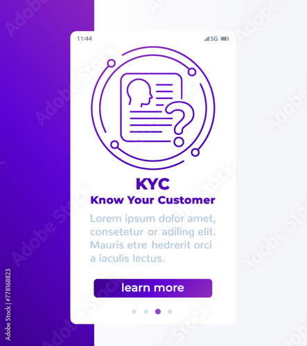 KYC, know your customer banner design with line icon